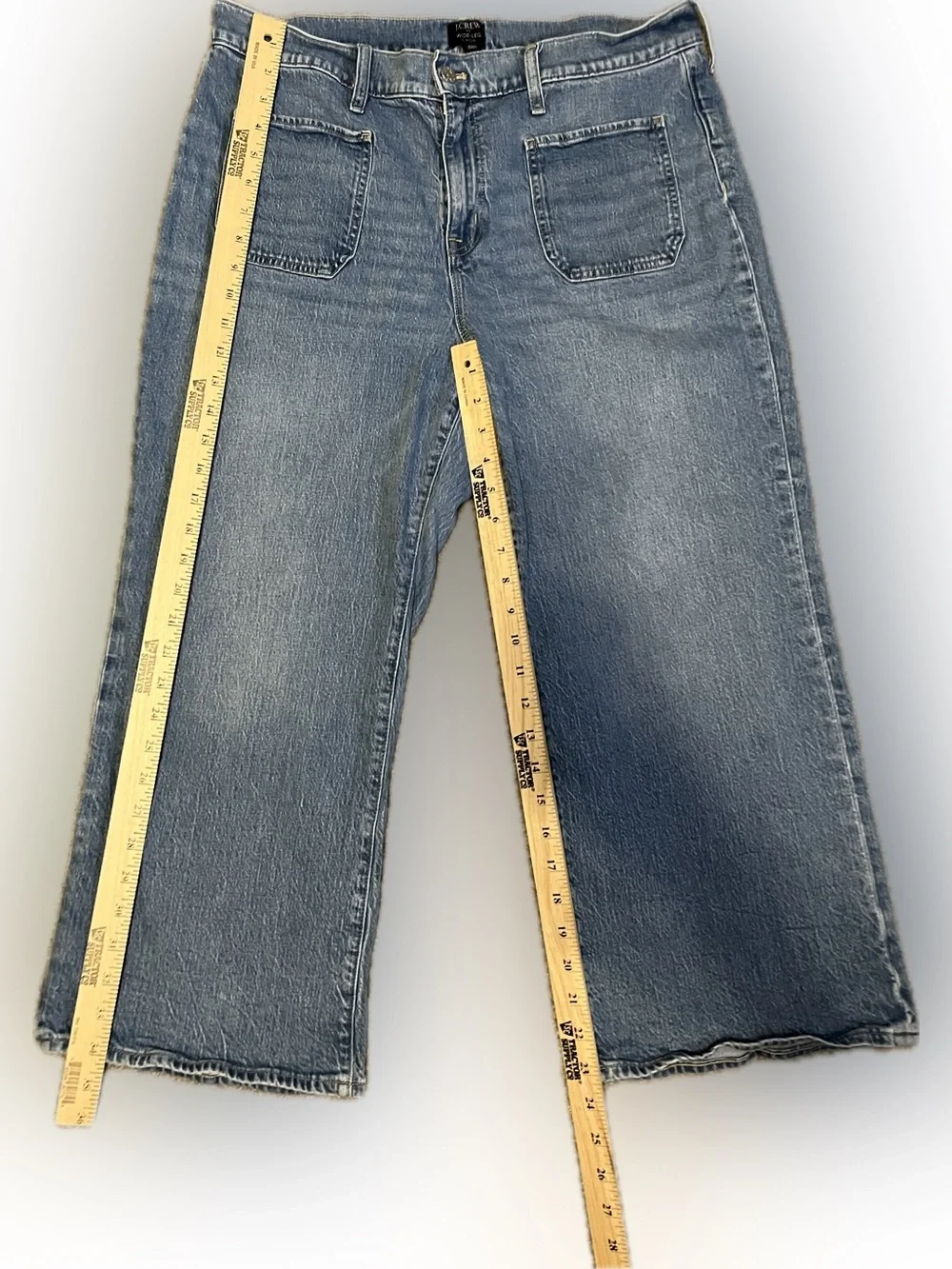 J. Crew Wide-Leg Cropped Denim Jeans size 32 inch Petite